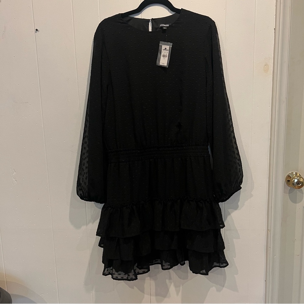 Express XL Black Ruffle Mini Dress new with tags